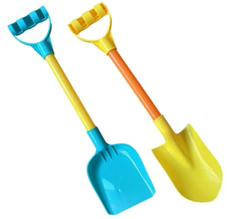 2 Stücke Sandkasten Spielzeug für Kinder Kleinkinder Strandschaufeln Sandkasten Gartenspielzeug Spielstabil Sandspielzeug Gelb und Blaue Schaufeln 38cm
