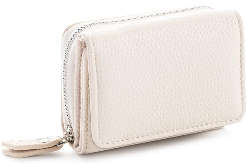 RRANCharltu Geldbörse Damen klein Leder Mini Portemonnaie,Weiß | Kleiner Geldbeutel Damen,Portmonee Kunstleder,Geräumiges Reißverschluss-Münzfach,6 Kartenfächer,Brieftasche,Kompakt & Leicht