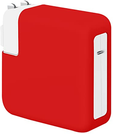 LCMOCICO for MacBook Air 13 13.6 15 inch M5 M4 M3 M2 2022-2026 Charger Protective Cover 70W, Ultra-Thin Soft Silicone Power Adapter Sleeve Case Pro 14 M5 M4 M3 with 11/12/16-core CPU 2025-2023, Red