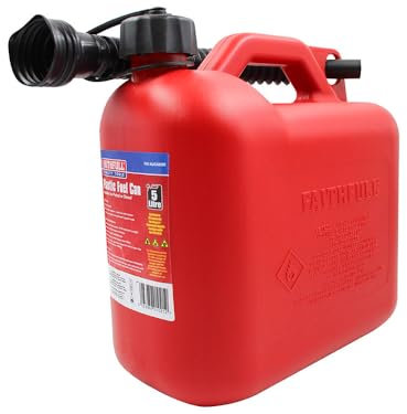 Faithfull 5 Litre Plastic Fuel Can - Red. Complies with: UN/16/1558/23