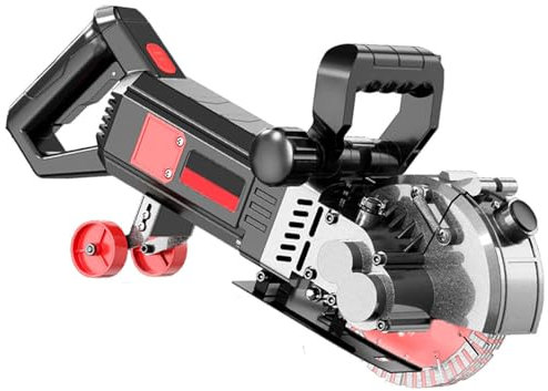 星姿 Machine à rainurer électrique pour mur de béton, 8800 W, avec lumière, profondeur réglable, accessibilité à angle droit, avec 7 dents de scie et collecteur de poussière, avec étui de transport