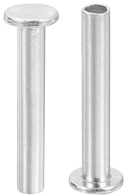 sourcing map 50Pcs Semi Tubular Rivets, 5mm x 32mm Aluminum Round Flat Head Semi-Tubular Rivet Metal Stud Rivet for Industry Household Repairing Fastening, Silver