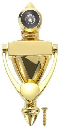 PATIKIL 9/16 Door Knocker with Viewer, 1 Pcs 180 Degree Door Viewer Die-Cast Construction with Peephole Fits 1-3/8inch to 2-3/8inch Door Peep Hole for Home Office Hotel, Gold