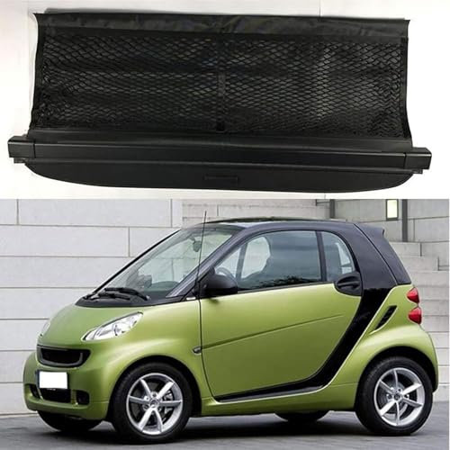 Einziehbarer Auto Laderaumabdeckung für Smart 451 fortwo 2009-2014, Ausziehbar Auto Kofferraumabdeckung Cargo Cover Rollo Ersatz Hinterer Paket Regal