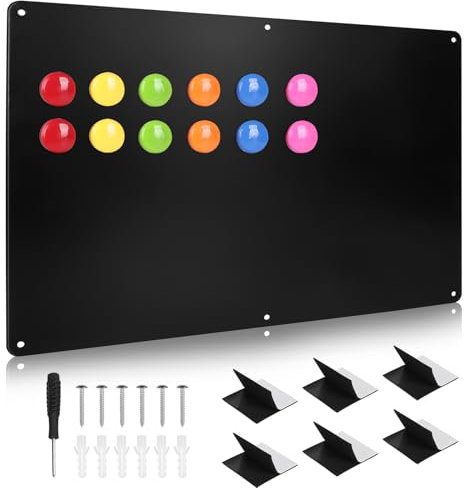 DBREAKS Schwarzes Magnettafel 42x30cm, Metall Magnetwand als Memoboard, Magnetic Board mit 12 ein Magnet, Magnetisch Tafel beschreibbar, Magnetpinnwand für küche, Büro, Notizen und Fotos