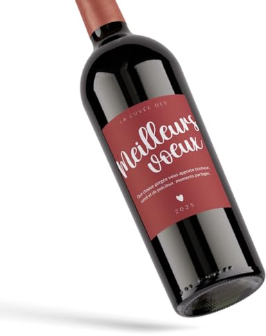 4 selbstklebende Etiketten zum Personalisieren mit Text für Wein- oder Champagnerflaschen Cuvée Best V?ux – Weihnachten – Neujahrsgeschenk – Format 8 x 10 cm