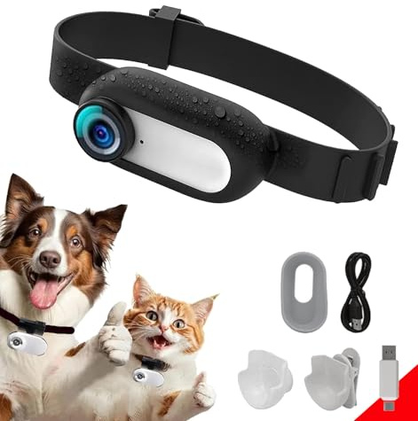 ehomful HD 1080P Katzen-Kamera-Halsband mit Videoaufzeichnung, kabellose Mini-Sportkamera, kleine Action-Kameras, Körperkamera für Haustierbedarf, Outdoor/Inoor, Geburtstagsgeschenk, kein WLAN