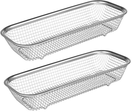 Cesta para Cubiertos del Lavavajillas 2 Piezas de Acero Inoxidable Plata | Resistente a Altas Temperaturas, Diseño Drenaje y Almacenamiento, Acabado Inoxidable Antióxido