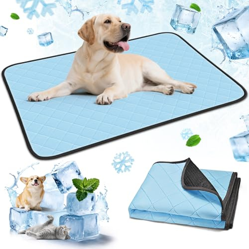Clefivie Kühlmatte Hund, Kühlmatte für Hunde Katzen, Sommer Kühlkissen Haustier, Kühlmatte für Haustiere wasserdichte, Waschbar Selbstkühlende Matte, Hundedecke rutschfeste, 90 * 60cm