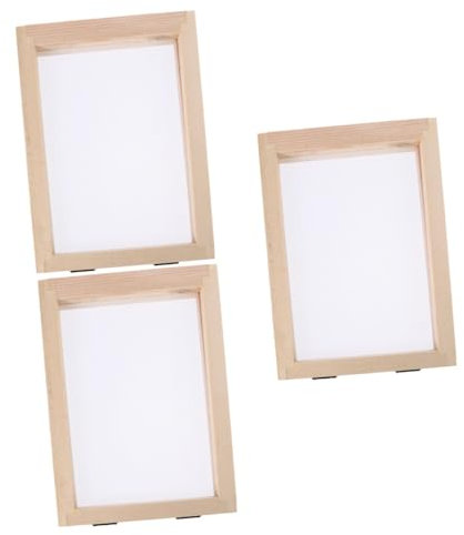 STOBOK 3 Stück Doppelter Papier Rahmen Siebdruckrahmen Papierherstellung Rahmen Papier Machen DIY-Papier Papiersieb Bildschirm basteln aus Papier Form zur Papierherstellung hölzern Beige