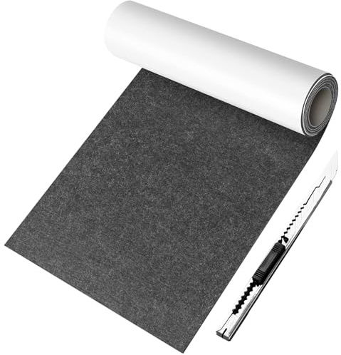 Filz Selbstklebend - 1mm 40x220cm Selbstklebender Filzstoff, Dunkelgrau Klebefilz Selbstklebend für Couch Tischbeine Stuhlmöbelfüße DIY Box Liner Bilderrahmen Cup Mat Stühle Möbelschutz