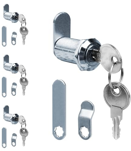 Cabinet Cam Locks Keyed Alike，1-1/8 in. Cabinet Cam Lock for Files Drawers Tool Box Barrel Lock Keyed Alike, Fits on Max 13/16 in. Panel Thickness, 4Pcs