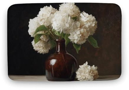 Jubonexis Hortensia - Tapete para puerta de baño con jarrón marrón antiguo, extra suave, tapete de terciopelo coral extra suave, absorción rápida de agua, antideslizante, cómodo, tapete de baño de