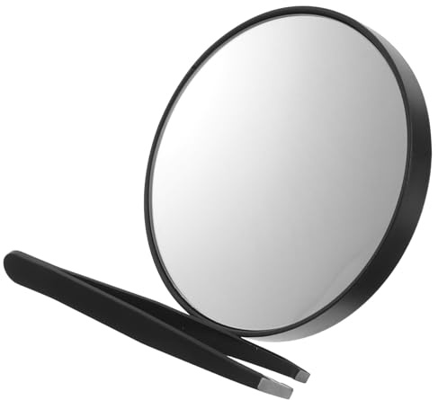 GALPADA Espejo de Maquillaje Portátil Negro con Aumento 30X Mini Espejo de Aumento con Pinzas y Ventosa Compacto para Viaje y Baño Set de Viaje con Funda Protectora