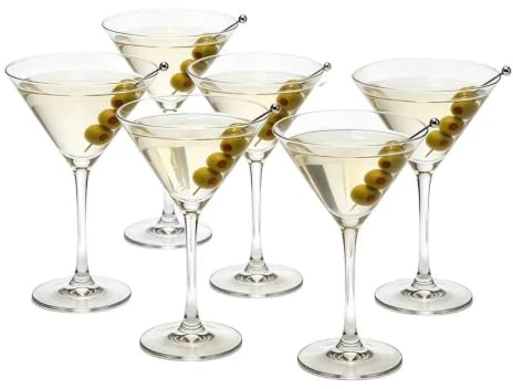 Tyawula Luxury Martini Glasses Set of 6, 190ml Classic Martini Set, Cocktail Glasses Set of 6, Party Drinking Glasses, Martini Glasses 6, Espresso Martini Cocktail Glasses