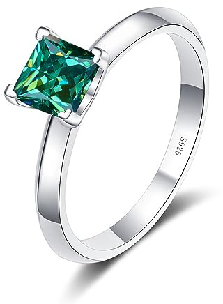 2ct Princess Cut D Färg VVS1 Vit/Grön/Rosa diamantring Moissanite Förlovningsårslöfte Vigselringar for kvinnor med certifikat(Green,7)