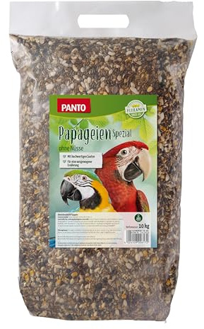 PANTO Papageienfutter Spezial mit Pluramin 10 kg – Saaten ohne Nüsse | Bunte Saatenmischung ohne Nüsse – ausgewogenes, artgerechtes Vogelfutter speziell für Papageien