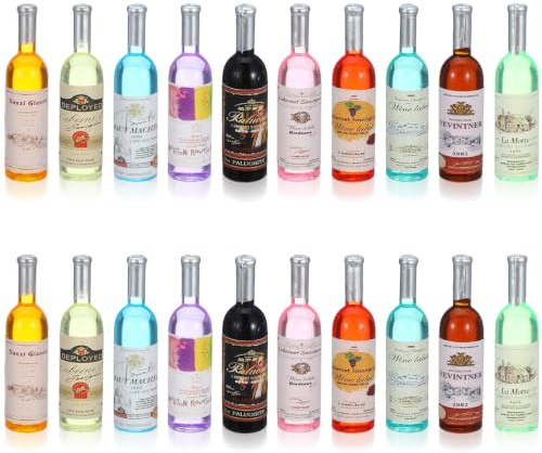 Botella de vino en miniatura, botella de vino en miniatura de LLOUSSAK para decoración de botellas de vino, modelo de botella de vino, mini accesorios para llaveros, decoración de casa de muñecas