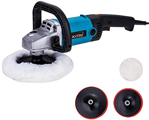 KATSU Car Polisher, 1200W 150mm 180mm Electric Car Buffer Polishing Waxing Machine, 6 Variable Speeds, Car Detailing with Wool Pad 100317