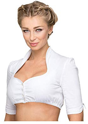 Stockerpoint Bluse B-8033, Trachtenblusen Mujer, Blanco, 40 (Talla del Fabricante:)