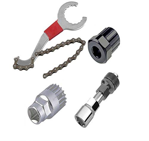 zosenda Ensemble d'outils de réparation de vélo - Outil de réparation de fouet de chaîne de vélo - Outil d'entretien 4 en 1 pour cassette Shimano - Engrenage VTT