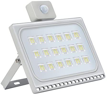 NIKEEYEN 100W Projecteur LED Exterieur détecteur de Mouvement Etanche IP65 10000LM Lampe de sécurité 6500K Blanc froid Spot LED Exterieur Détecteur Cour,pour Jardin, Garages,Terrasse