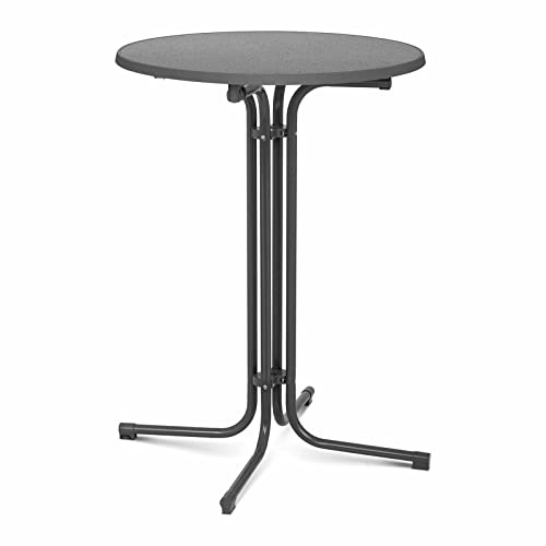 Royal Catering fällbart barbord hög topp runt bord hög stående bistro händelse Ø 80 cm grå RC-BIS80FG (bordsskiva plastbelagd flaggbräda, ben pulverlackerat stål)