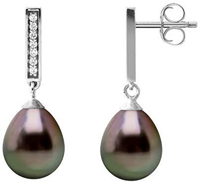 PEARLS & COLORS- Echte Tahiti-Zuchtperlen Birne 8-9 mm - Massivsilber 925 Tausendstel - Schmuck für Frauen