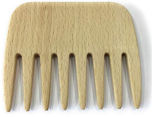 Strähnenboy Pettine per ricci in legno fatto a mano, 9 cm, 8 denti, pettine per capelli afro, dentatura grossa (w1_9)