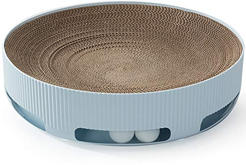SXZHSM Katzenspielplatz - Interaktives Katzenspielzeug/Kratzbrett Aus Wellpappe - Kratzpappe - Futterspielzeug Mit Spielball Und Katzenminze,Blue