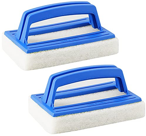 2 Stück Pool Schwamm, Pool Schwamm Bürsten, Schwimmbad Bürste, Schwimmbad Bürste mit Griff, Schwamm Algenbürste, Entfernt Lücken, Kanten, Flecken und Moos aus Pools und Wannen
