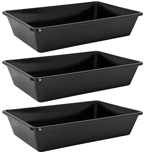 Petigi 3X Wanne aus Kunststoff Plastik Schüssel 20 L Staubbad Sandbad Plastikwanne Fusswanne Badewanne Kunststoffwanne eckig 60x40x12 cm Schwarz Aufbewahrung