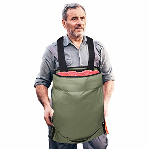 SHINETEC Harvest Apple Picking Bag Waterproof Heavy Duty 600D Fruit Storage Bag Apron for Garden Outdoor Farm Fruit Garden, CGreen-1 piece, One Size