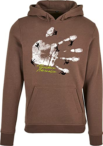 Baddery Kapuzenpullover für Herren : Bouldern Adrenalin - Kletter Kleidung Zubehör - Hoodie Outdoor Ausrüstung - Geschenk Pullover (Brown S)