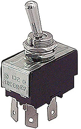 Interruttore bipolare a leva DPST bipolare ON-OFF con terminali faston 6,35mm, foro di montaggio diametro 12mm, 250V 10A