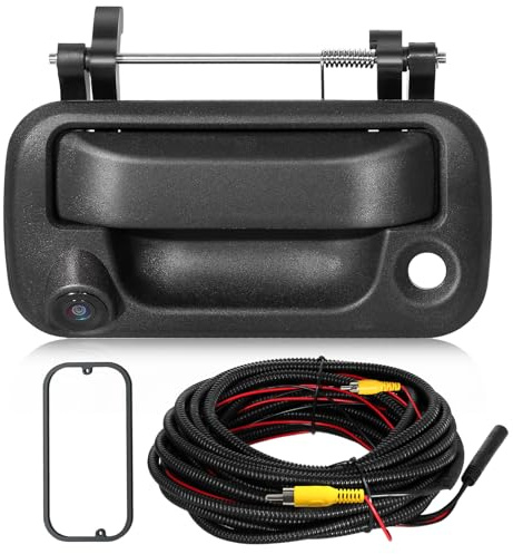 EWAY Tailgate Handle Rear Backup Camera for 2004-2016 Ford F150 F250 F350 F450 F550 Super Duty Explorer Lobo, Lincoln Mark LT Tailgate Latch Door Handle Reverse Back Up Camera RCA Connector w/Key Hole