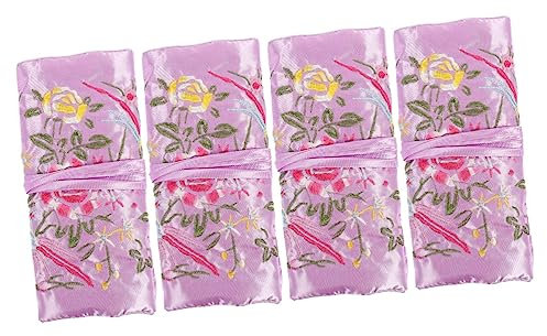 Alipis 4stücke Schmuck Organizer Roll Tasche Tragbare Schmuckaufbewahrung Für Reisen Mehrfachfächer Großes Volumen Robustes Material Schneller Zugriff Leicht Zu Bedienen