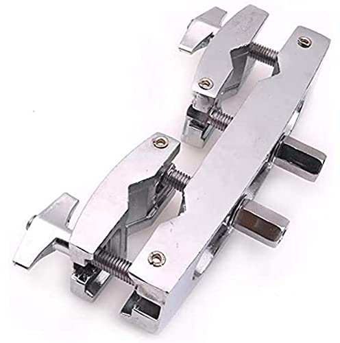 Jvareaty Trommelklemme 2 LöCher Silberne BeckenstäNder Halterung mit Mehreren Klemmen für Schlagzeug, Becken, Musikteile, Kuhglocke ZubehöR