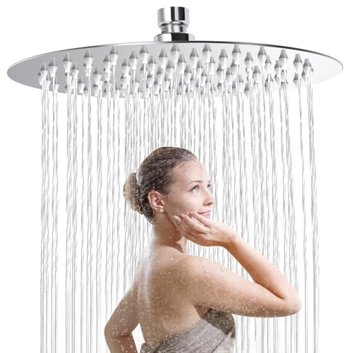 Gowkeey Rociador para Ducha Redondo 8 Pulgadas, Cabezal de Ducha de Acero 304 Inoxidable, Ducha de Acero, Alcachofa Ducha, Fácil de limpiar y fácil de instalar 25CM
