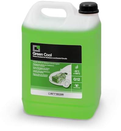 ERRECOM Green Cool, Liquide de Radiateur Vert Concentré, antigel G12 avec Paquet d'inhibiteurs à Base Organique OAT, 5 litres