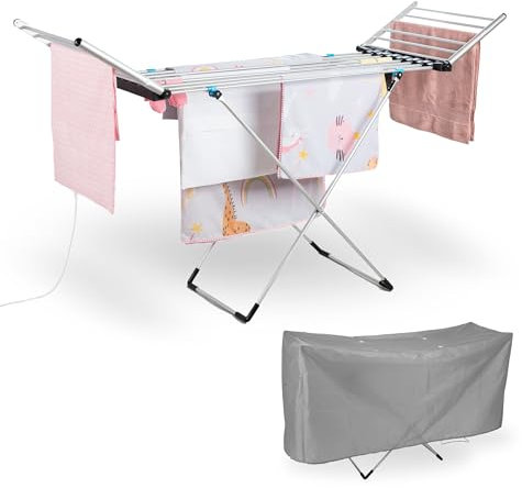Minky SureDri XL Winged Heated Clothes Airer. 18 rungs, 15m Drying Space and 20Kg Capacity. Electric Foldable Drying Rack