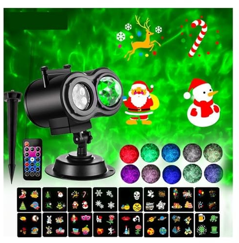 Luces De Proyector De Navidad PortáTiles, Luces de proyector de Navidad y Halloween, iluminación impermeable, lámpara de tarjeta de proyección con Control remoto, suministro de vacaciones con tarjeta