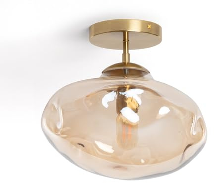 LEDKIA LIGHTING Lámpara de Techo Metal y Cristal Halych Ámbar E27