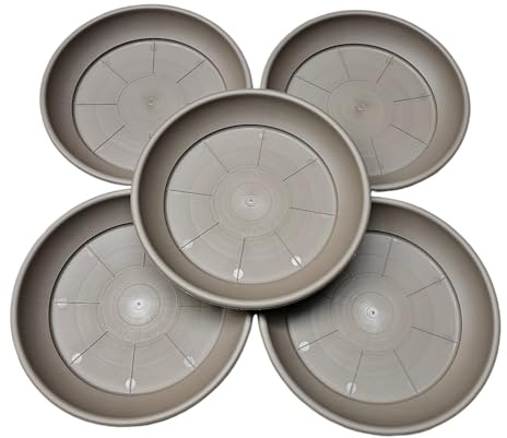teramico Lot de 5 soucoupes de Pots de Fleurs en Plastique Italien résistant aux intempéries pour Balcon, terrasse et Jardin en Terre Cuite, Anthracite, Taupe (Taupe, 40 cm)