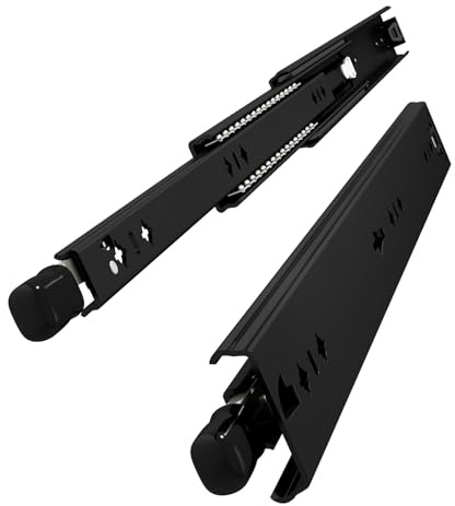 VADANIA Guide Cassetti Pesanti con Serratura 450mm, Nero #D53, 1 Paio | Capacità di Carico 120kg, Estensione Totale, Montaggio Laterale, Guida Pesante Industriale