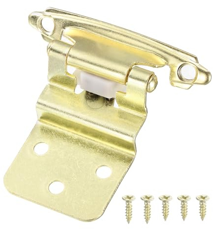 sourcing map 3/8 Inset Cabinet Door Hinges, 20 Pcs Self Closing Kitchen Cabinet Hardware Hinge with Door Bumper for Cabinet Doors Furniture, Brass Gold
