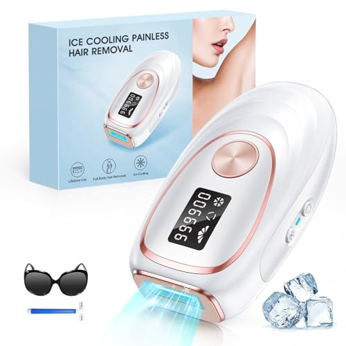 Haarlosy IPL Geräte Haarentfernung Laser mit Kühlfunktion, 999,900 Lichtimpulse, 5 Energiestufen, Schmerzfreie IPL Haarentfernungsgerät für Frauen, Männer, Gesicht, Achseln, Beine und Körper (Weiß)