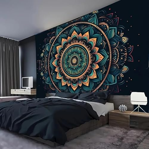FENDROM Cool Colorful Mandal Tapestry Popular Handicrafts Indian hippie Bohemian Wall Hanging Psychedelic Floral Mandala Wall Art For College Dorm Beach Throws Table Cloth Bedding Tapestry