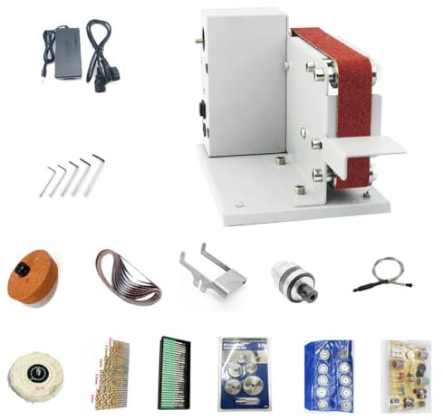 Mini lijadora de banda, pulidora, lijadora de banda, afilador de cuchillos, mini lijadora de banda eléctrica, máquina lijadora de banda eléctrica con 7 velocidades ajustables