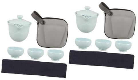 JECOMPRIS 2juegos Té Cerámico Portátil Para Infusión Set De Té Chino Tres Tazas Para Oficinas y Viajes Diseño Elegante y Funcional